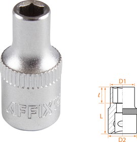 AF00020045, AFFIX Головка торцевая стандартная шестигранная 1/4", 4,5 мм