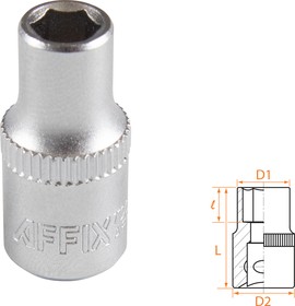 AF00020055, AFFIX Головка торцевая стандартная шестигранная 1/4", 5,5 мм