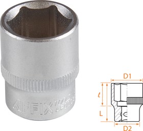 AF00030017, AFFIX Головка торцевая стандартная шестигранная 3/8", 17 мм