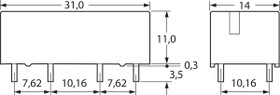 Relay, 1 Form A (N/O) + 1 Form B (N/C), 24 V (DC), 2.4 kΩ, 8 A, 250 V (DC), 380 V (AC), monostable, ST124FJ