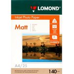 0102073, Фотобумага LOMOND Односторонняя Матовая 140г/м2, A4(21x29см) 25л.