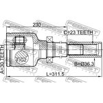 2411-MEGIIRH, Шрус внутренний правый 30x36.3x23