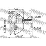 2711-XC90LH, Шрус внутренний левый 29x35x35