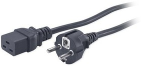 Фото 1/2 AP9875, AC Power Cable, DE/FR Type F/E (CEE 7/7) Plug - IEC 60320 C19, 2.5m, Black