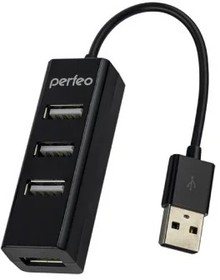 Фото 1/2 Perfeo USB-HUB 4 Port, (PF-HYD-6010H Black) чёрный