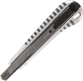 Фото 1/10 Нож универсальный 9 мм BRAUBERG "Metallic", металлический корпус (рифленый), автофиксатор, блистер, 236971