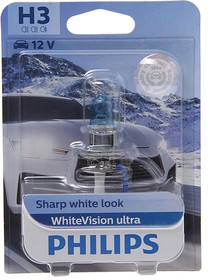 12336WVUбл, Лампа 12V H3 55W РK22s блистер (1шт.) White Vision Ultra PHILIPS