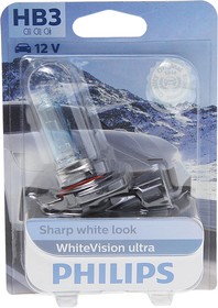 9005WVUбл, Лампа 12V HB3 60W P20d блистер (1шт.) White Vision Ultra PHILIPS