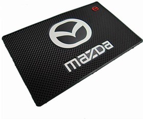HX-01 Mazda, Коврик на панель противоскользящий Skyway 18,5 х 11,5 см черный с большой эмблемой Mazda