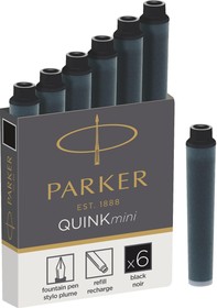 Картридж чернильный для перьевой ручки PARKER QUINK SHORT черн 6шт 1950407