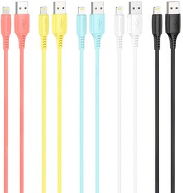 Фото 1/8 USB кабель BOROFONE BX40 Multicolor Superior Lightning 8-pin, 1м, 2.4A, PVC, уп. 30 шт. (5 цветов)