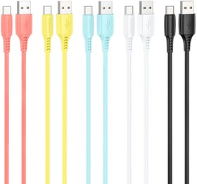 Фото 1/8 USB кабель BOROFONE BX40 Multicolor Superior Type-C, 1м, PVC, 2.4A, упаковка 30 шт. (5 цветов)