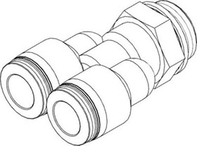 QSY-G1/4-6, Y Threaded Adaptor, G 1/4 Male to G 1/4 Male, Threaded-to-Tube Connection Style, 186181