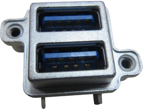 MUSBR-4593-M0, Герметичный разъем USB, вертикальный, прочный, составной, 2 порта, USB Типа A, USB 3.0, Гнездо