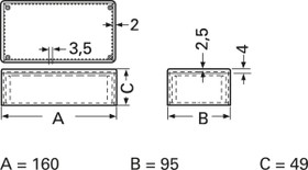 ABS enclosure, (L x W x H) 160 x 95 x 49 mm, black (RAL 9004), COFFER 3.9 SCHWARZ