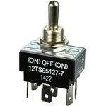 12TS95127-7, Switch Toggle (ON) OFF (ON) DPDT Round Lever Quick Conn 10A 277VAC ...