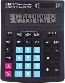 Фото 1/10 Калькулятор настольный STAFF PLUS STF-333-BKBU ( 200x154 мм) 12 разрядов, ЧЕРНО-СИНИЙ, 250461