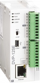 Фото 1/2 Программируемый логический контроллер DVP12SE11R, 8DI, 4RO, 24VDC, 16K шагов, RS485, USB, Ethernet