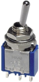 Toggle switch, metal, 1 pole, latching, On-Off-On, 4 A/30 VDC, silver-plated, 5539A-4N