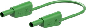 Measuring lead with (4 mm lamella plug, straight) to (4 mm lamella plug, straight), 1.5 m, green, PVC, 1.0 mm², CAT II, CAT III