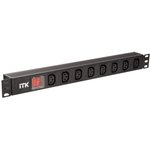 Блок розеток 8 мест PDU 19дюймов IEC320 C13 PH12-8C133 с LED выкл. алюм. профиль1U вход C14 без шнура ITK PH12-8C133