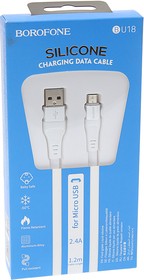 BU18 white, Кабель micro USB 1.2м белый BOROFONE