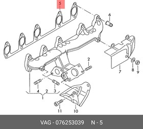 076253039, Прокладка коллектора выпускного VW: CRAFTER 06-, LT 04-