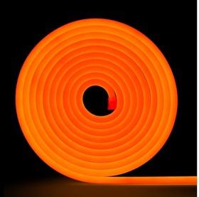 Фото 1/4 Неоновая светодиодная лента 5м, 8x16мм, 12в, 10.5вт/м, 100 led/m, ip33, рез 10мм (силикон), оранжевый, ML-NF-10-8mm-Orange