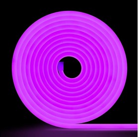 Фото 1/4 Неоновая светодиодная лента 5м, 8x16мм, 12в, 10.5вт/м, 100 led/m, ip33, рез 10мм (силикон), сиреневый, ML-NF-10-8mm-Lilac
