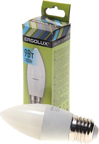 LED-C35-9W-E27-4K, Лампа светодиодная Е27 C35 9W (80W) 220V теплый ERGOLUX