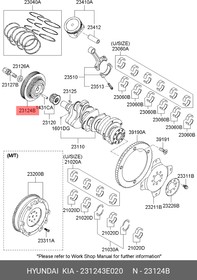 231243E020, Шкив коленвала Hyundai: Santa Fe 2.7 06-