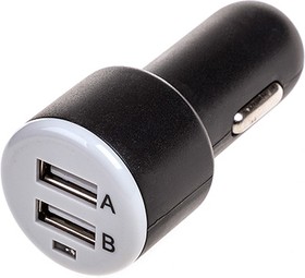 S04601001, Зарядное устройство (адаптер) 12V USBх2 (1.0А+2.1А) SKYWAY Черный в блистере