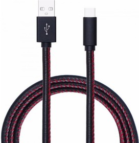 USB кабель Type-C, кожаный, черный, 1м PL1156