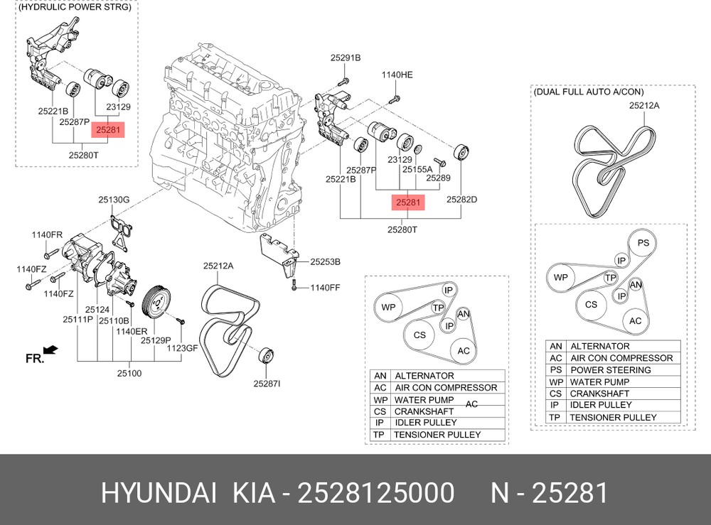 Натяжитель приводного ремня HYUNDAI IX35 2,0/KIA SORENTO 2,4 12-