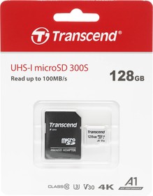 Фото 1/10 Флеш карта microSDXC 128GB Transcend TS128GUSD300S-A + adapter