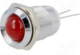 LED signal light, red, Mounting Ø 14 mm, pitch 2.54 mm, LED number: 1