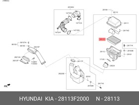 Фото 1/2 28113F2000, Фильтр воздушный HYUNDAI: ELANTRA III (AD) 1.6-2.0i/D/SR 16-, KONA 1.0-1.6T-GDi/CRDi 17-, i30 (PDE)