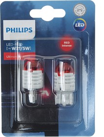 11066U30R-2бл, Лампа светодиодная 12V W21/5W W3x16q блистер (2шт.) LED Red Ultinon Pro3000 PHILIPS