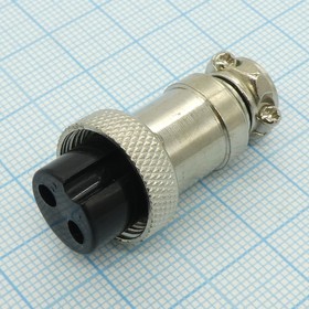 Фото 1/2 Разъем PH-2FC розетка на кабель, разъем металлический, два контакта, 125V 7A, IP55(пыле- и брызгозащищенный)