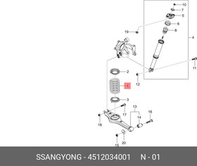 Фото 1/2 4512034001 ПРУЖИНА ПОДВЕСКИ ЗАДНЕЙ 2WD 4512034001