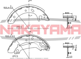 HS7128NY, Колодки тормозные барабанные задние FORD ESCORT CLASSIC 98-00