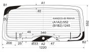 KANGOO-08 RW/H/X, Стекло заднее (Цвет зеленый/ Обогрев) Renault Kangoo 08-16