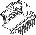 Фото 1/3 9-966140-5, Conn Timer Connector HDR 6 POS 5mm Solder RA Thru-Hole 6 Terminal 1 Port Automotive Tray