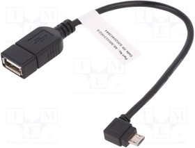 AK-300313-002-S, Cable; OTG,USB 2.0; USB A socket,USB B micro plug (angle)