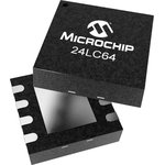 24LC64T-I/MC, 64kbit EEPROM Memory Chip, 900ns 8-Pin DFN Serial-2 Wire, Serial-I2C