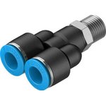 QSY-1/4-10, Y Threaded Adaptor, Push In 10 mm to Push In 10 mm ...