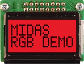 MD20805B6W-FPTLRGB LCD LCD Display, 2 Rows by 8 Characters