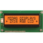 MD21605A6W-FPTLRGB, Буквенно-цифровой ЖКД, 16 x 2, Черный на RGB, 5В, Полупрозрачный