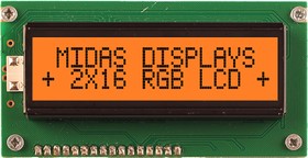 MD21605A6W-FPTLRGB LCD LCD Display, 2 Rows by 16 Characters
