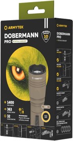Фото 1/7 F07501WS, Фонарь светодиодный тактический Armytek Dobermann Pro Magnet USB Sand, 1400 лм, теплый свет, аккумул